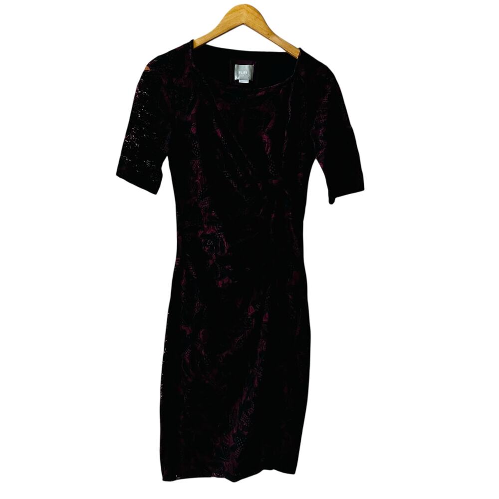 Anthropologie Maeve Elorn Short Sleeve Dress Size 2 Wine Black - Picture 2 of 8